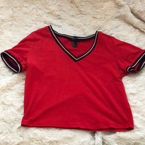 red forever 21 v- neck shirt